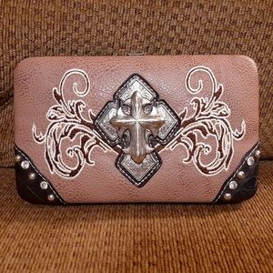 P&G Brown with Silver Cross Western Wallet